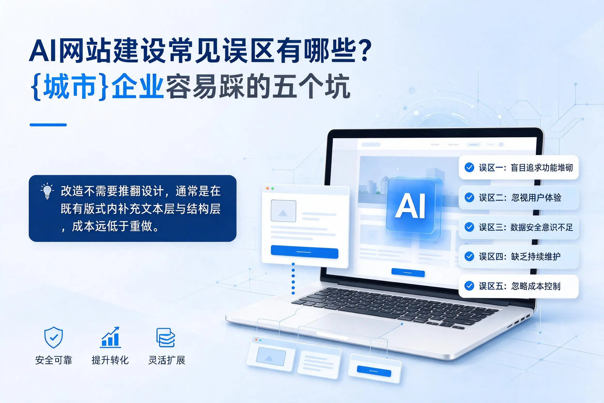 AI网站建设常见误区有哪些？七台河企业容易踩的五个坑