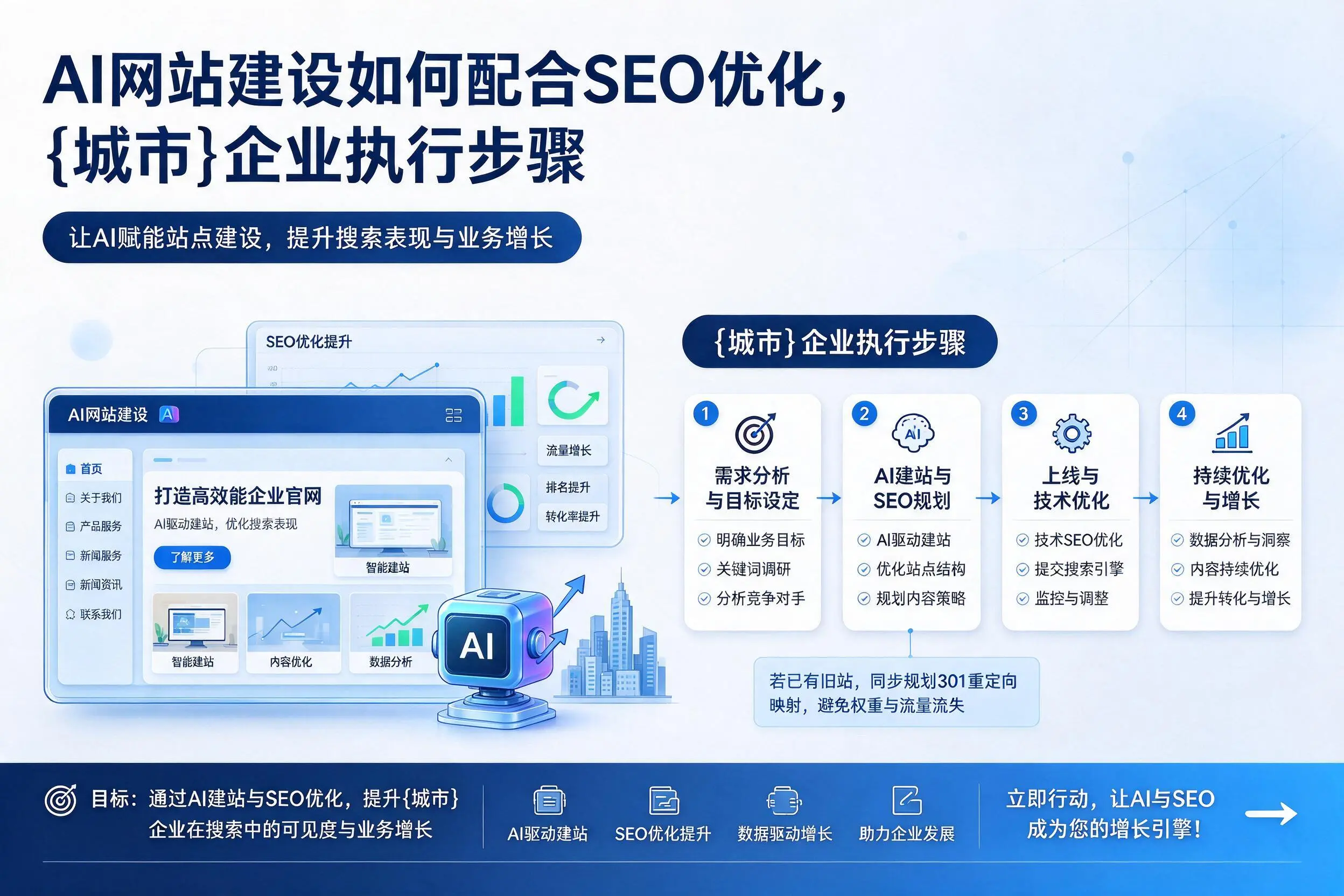 AI网站建设如何配合SEO优化，七台河企业执行步骤